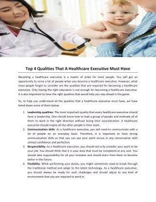 Top 4 Qualities That A Healthcare Executive Must Have