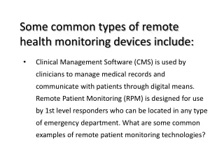 Some common types of remote health monitoring devices