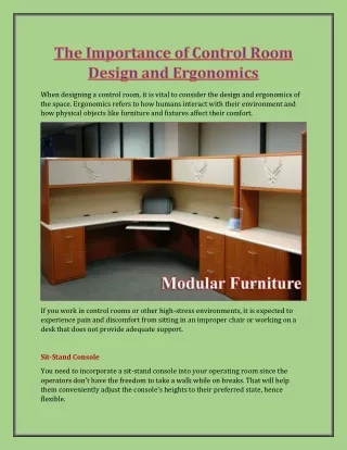 The Importance of Control Room Design and Ergonomics
