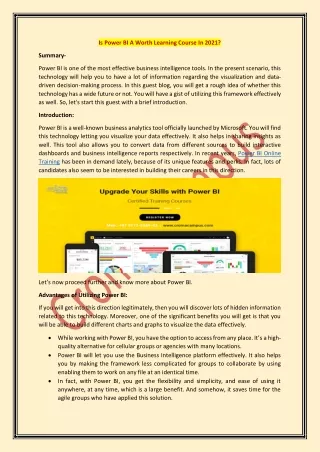 is power bi a worth learning course in 2021