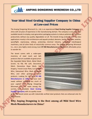 Your Ideal Steel Grating Supplier Company in China at Low-cost Prices