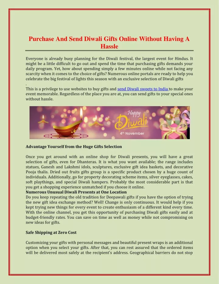purchase and send diwali gifts online without