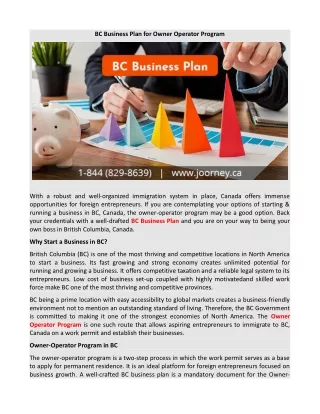 BC Business Plan for Owner Operator Program