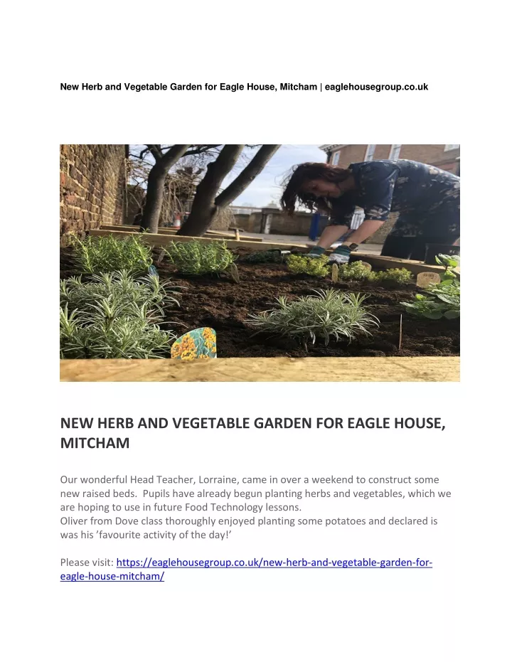 new herb and vegetable garden for eagle house