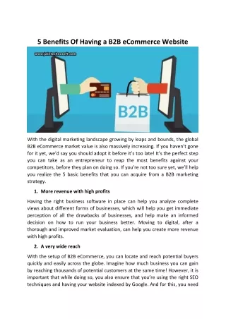5 Benefits Of Having a B2B eCommerce Website