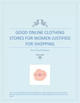 Good Online Clothing Stores For Women Justified For Shopping
