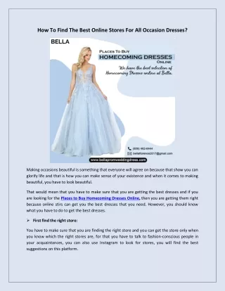 How To Find The Best Online Stores For All Occasion Dresses?
