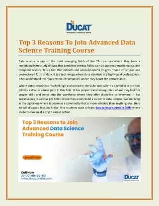 top 3 reasons to join advanced data science