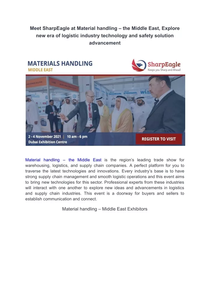 meet sharpeagle at material handling the middle