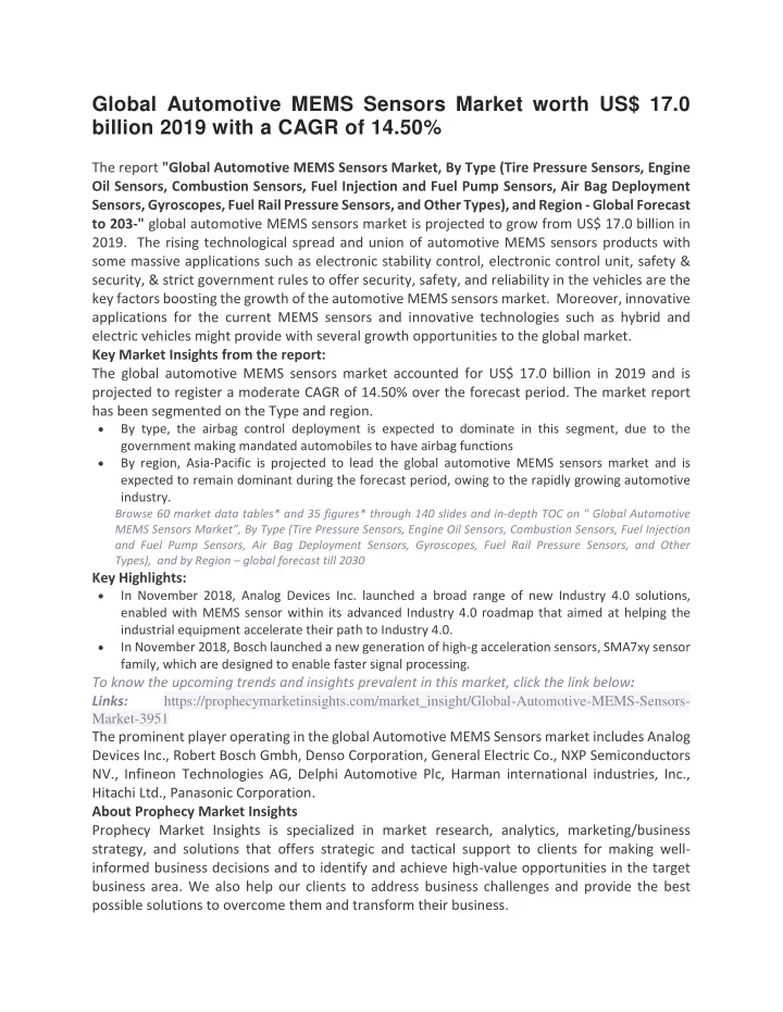 global automotive mems sensors market worth