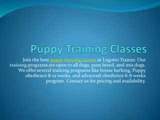 Puppy Training Classes PPT