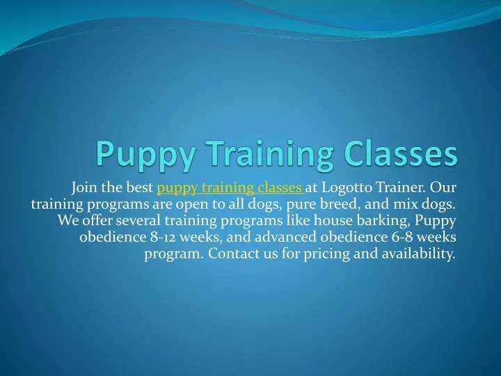 puppy training classes