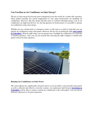 Can You Run an Air Conditioner on Solar Energy