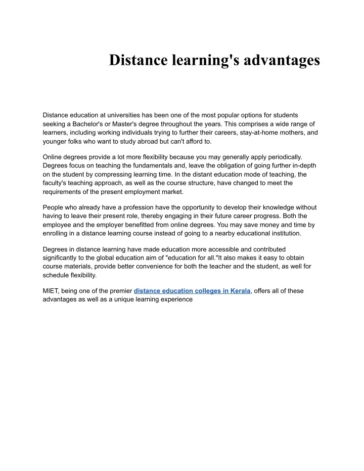 distance learning s advantages