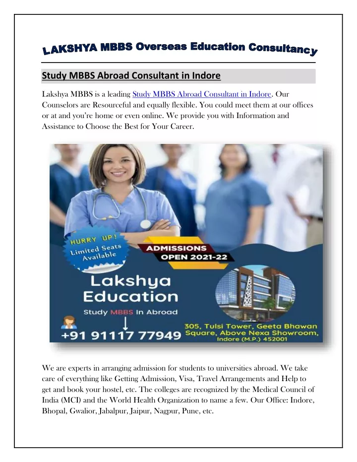 study mbbs abroad consultant in indore
