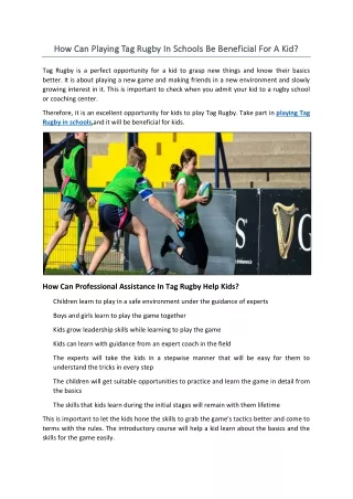 Benefits of Playing Tag Rugby In Schools For A Kid