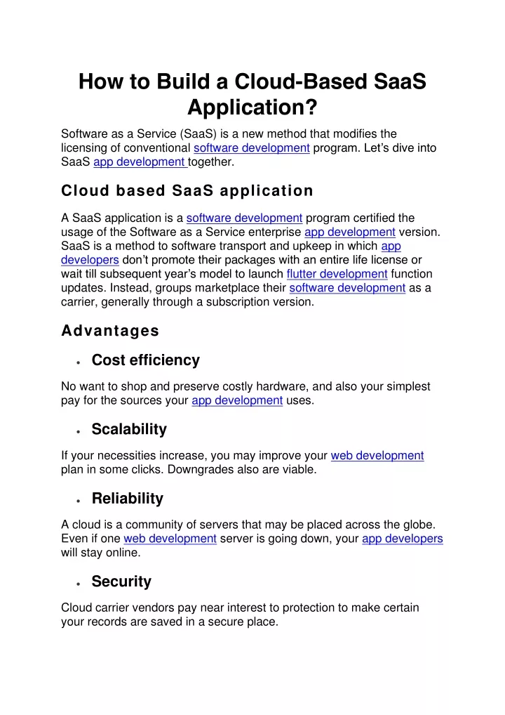 how to build a cloud based saas application