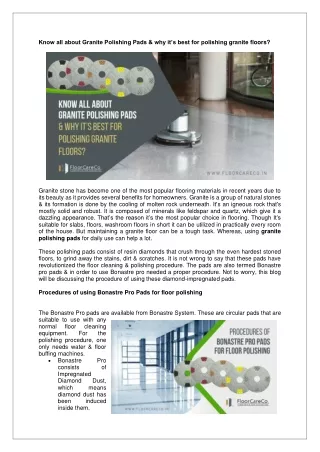 know all about granite polishing pads