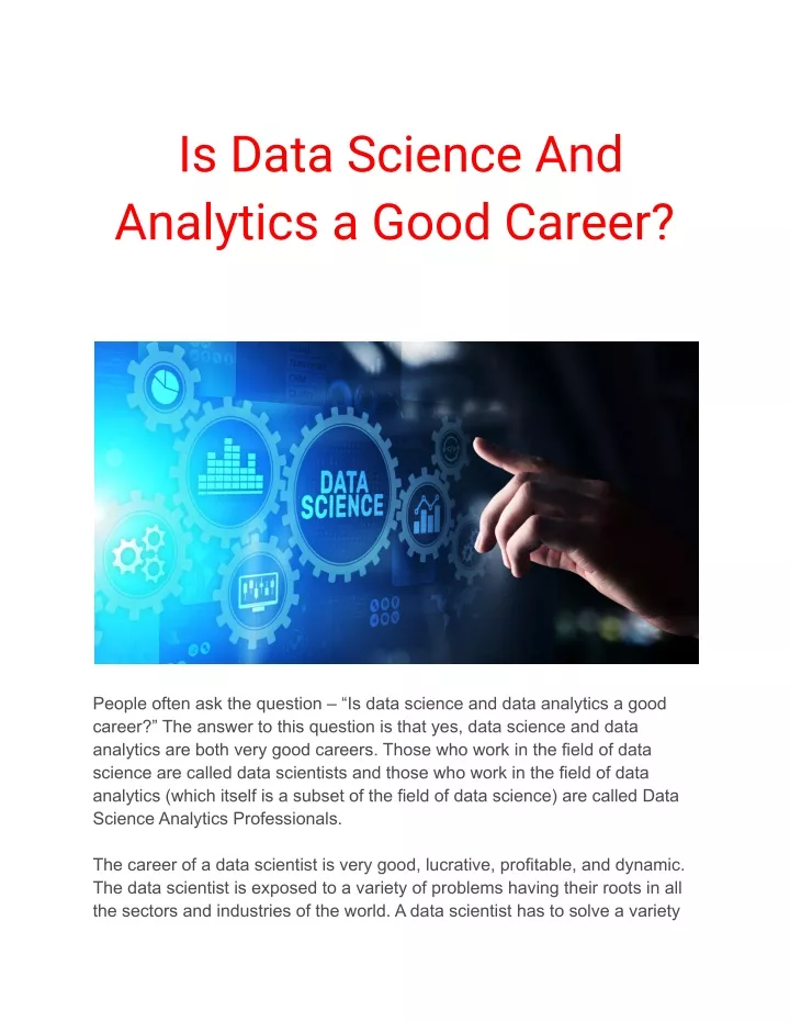 is data science and analytics a good career