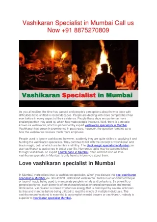 Vashikaran Specialist in Mumbai Call us Now  91 8875270809