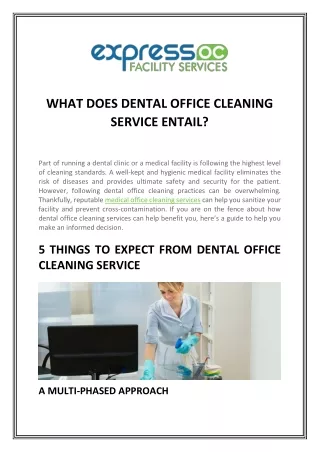 WHAT DOES DENTAL OFFICE CLEANING SERVICE ENTAIL