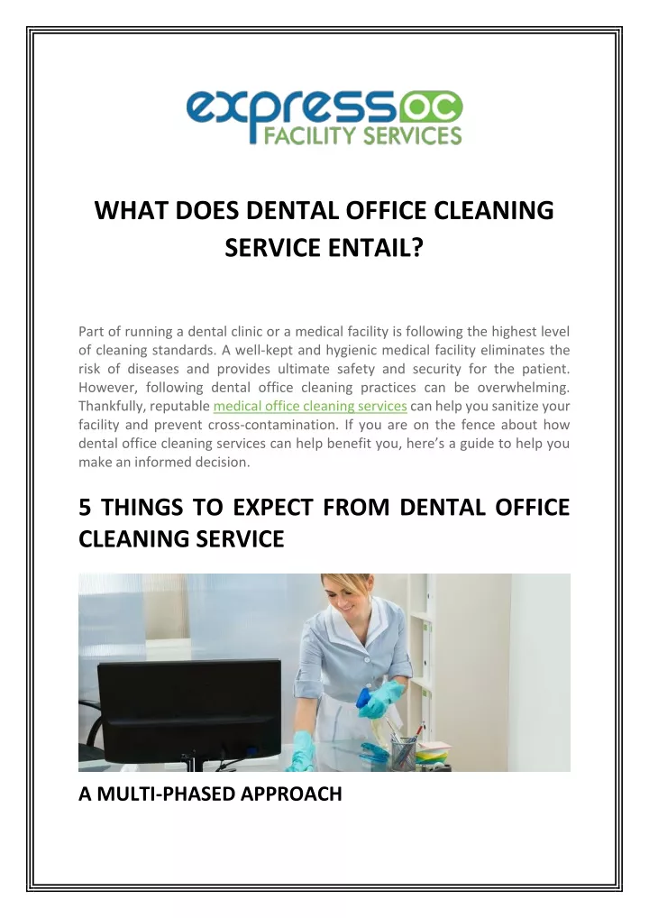 what does dental office cleaning service entail