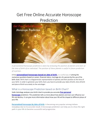 get free online accurate horoscope prediction