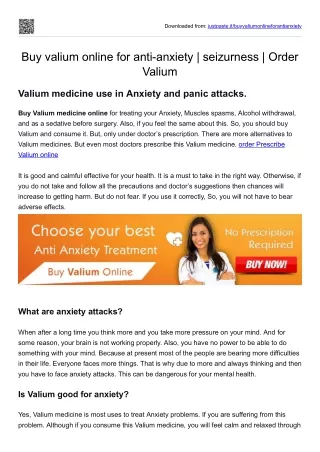 Buy valium online for anti-anxiety  seizurness  Order Valium