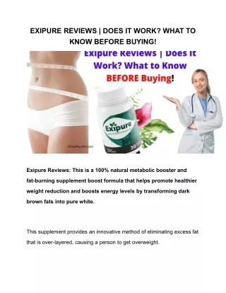 EXIPURE REVIEWS | DOES IT WORK? WHAT TO KNOW BEFORE BUYING!