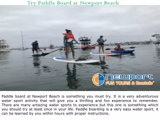 try paddle board at newport beach