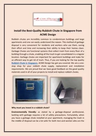 Rubbish Chute in Singapore