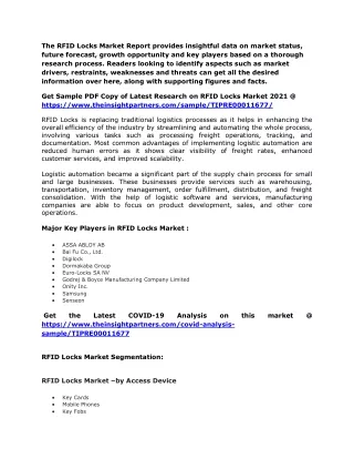 the rfid locks market report provides insightful