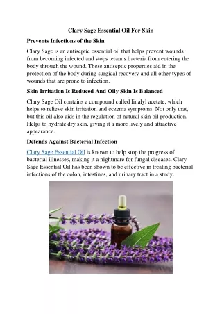 Clary Sage Essential Oil For Skin