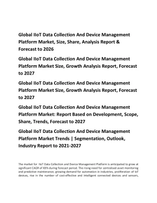 Global IIoT Data Collection And Device Management Platform Market, Size, Share