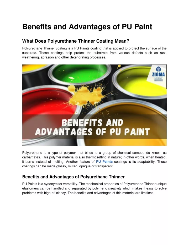 benefits and advantages of pu paint