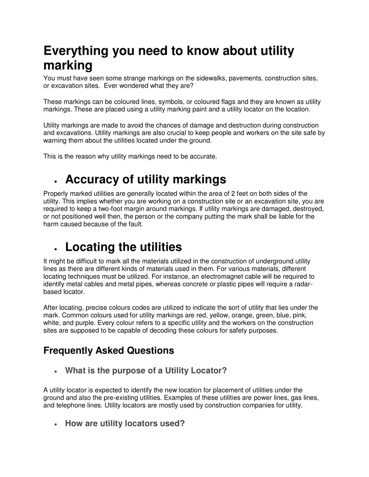 everything you need to know about utility marking