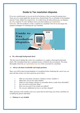 guide to tax resolution disputes