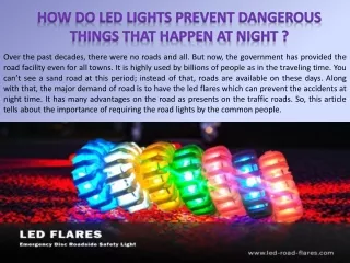 How Do LED Lights Prevent Dangerous Things That Happen At Night?