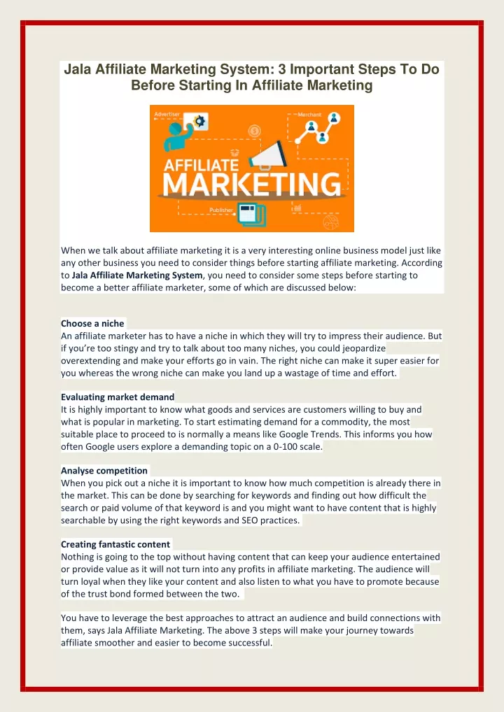 jala affiliate marketing system 3 important steps