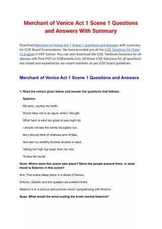 merchant of venice act 1 scene 1 questions