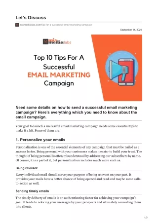 Top 10 Tips For A Successful Email Marketing Campaign