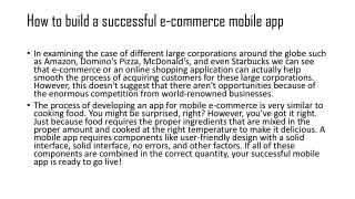 How to build a successful e-commerce mobile app