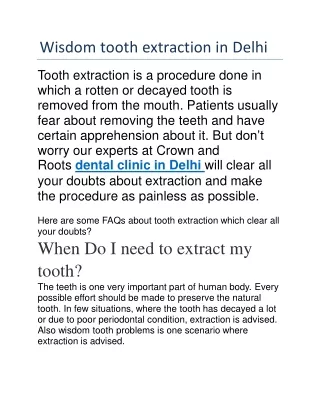Wisdom tooth extraction in Delhi - Crownandroots