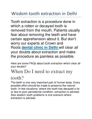 wisdom tooth extraction in delhi