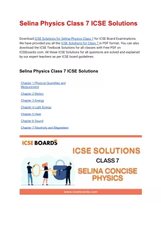 selina physics class 7 icse solutions