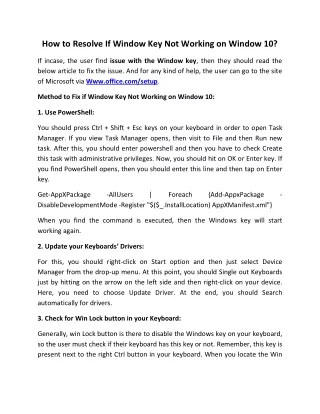 how to resolve if window key not working