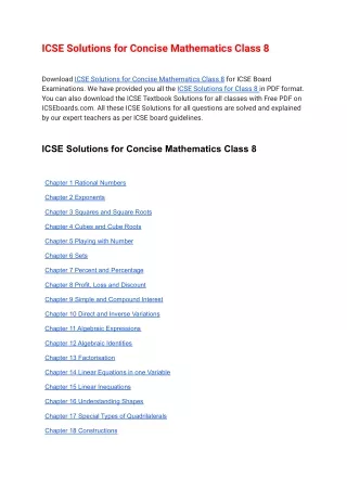 icse solutions for concise mathematics class 8