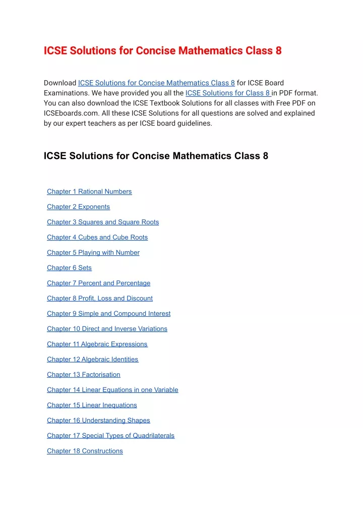 icse solutions for concise mathematics class 8