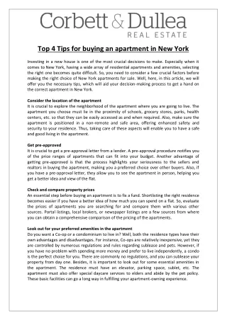 top 4 tips for buying an apartment in new york