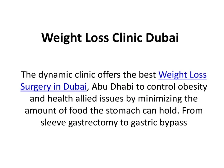 weight loss clinic dubai